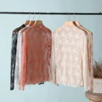 Elegant Floral Mesh Top – Women's Sheer Long Sleeve Mesh Undershirt - Product code: IMP1-T - Image 3