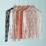 Elegant Floral Mesh Top – Women's Sheer Long Sleeve Mesh Undershirt - Product code: IMP1-T - Image 10