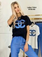 CONIAL Summer Casual Round Neck Chanel Ladies T-shirt | WTEE-002