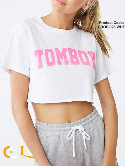 Graphic Letter Printed with Crew Neck crop top - CROP-025