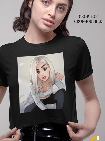 Conial Figure Illustrated Ladies Croped Tee- CROP:1001