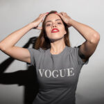 VOGUE Graphical Letter Printed Female T-shirt - WTEE-106