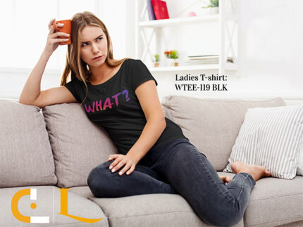 WHAT??? Letter Illustration Ladies Round Neck Tshirt - WTEE:119