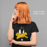 Cartoon figure Illustration printed Ladies T-shirt with Round neck - WTEE-135