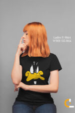 Cartoon figure Illustration printed Ladies T-shirt with Round neck - WTEE-135
