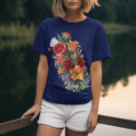 Chic Urban Women's T-Shirt with Lush Floral Artwork - WTEE-1501 - Image 2