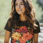 Colorburst Floral T-Shirt - Unique Botanical Artwork - WTEE-1506