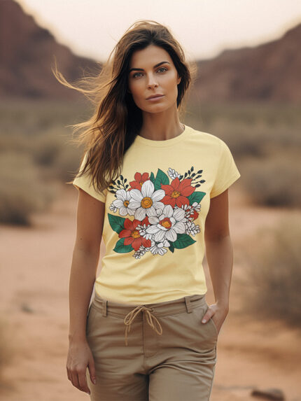 Peony Bouquet Graphic Women's Casual T-Shirt - WTEE-1509