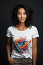 Brush Strokes Round Neck FEmale T-shirt - WTEE-1510 - Image 2