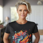 Brush Strokes Round Neck FEmale T-shirt - WTEE-1510