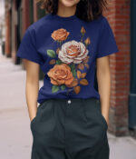 Artistic Multicolor Rose Graphic T-Shirt - Perfect Casual Wear- WTEE-1521 - Image 2