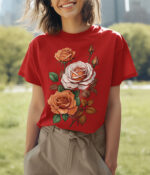 Artistic Multicolor Rose Graphic T-Shirt - Perfect Casual Wear- WTEE-1521