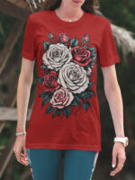 Eye-Catching Floral Print - Women's Casual Tee - WTEE-1522 - Image 3
