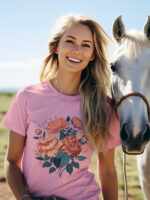 Peony Bouquet Graphic Women's Casual T-Shirt - WTEE-1524 - Image 3