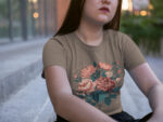 Peony Bouquet Graphic Women's Casual T-Shirt - WTEE-1524 - Image 5