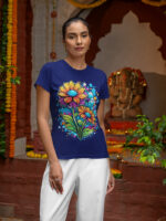 Modern Women's Tee Featuring Artistic Floral Pattern - WTEE-1525 - Image 2