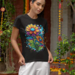 Modern Women's Tee Featuring Artistic Floral Pattern - WTEE-1525