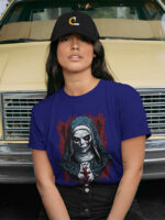 Nun Figure Graphic Ladies Crew Neck T-shirt - WTEE-1526 - Image 2