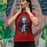 Nun Figure Graphic Ladies Crew Neck T-shirt - WTEE-1526