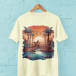 Mystic Oasis Sunset Graphic T-Shirt - TEE-1609