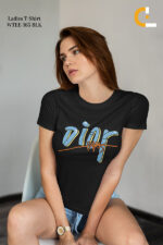 Blue DIOR Round Neck Female T-shirt | WTEE-0165 - Image 7