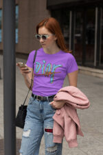 Blue DIOR Round Neck Female T-shirt | WTEE-0165 - Image 6