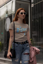 Blue DIOR Round Neck Female T-shirt | WTEE-0165 - Image 5