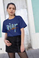 Blue DIOR Round Neck Female T-shirt | WTEE-0165 - Image 3