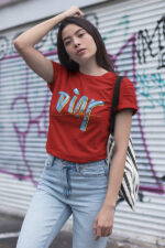 Blue DIOR Round Neck Female T-shirt | WTEE-0165