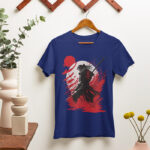 Samurai Warrior in Red Graphic Tee – Epic Battle Scene T-Shirt - TEE-1727