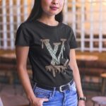 LV Illustration Print Ladies Half sleeve T-shirt - WTEE-213