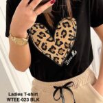 Leopard printed Heart Crewneck Female T-shirt | WTEE-023