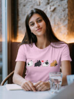 Puppies Cartoon Graphic Ladies Half sleeve T-shirt - WTEE-296 - Image 2