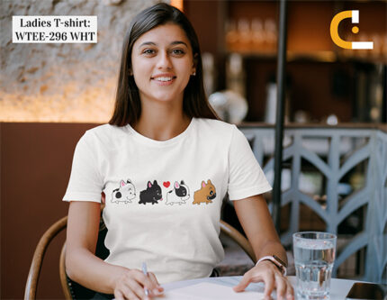 Puppies Cartoon Graphic Ladies Half sleeve T-shirt - WTEE-296