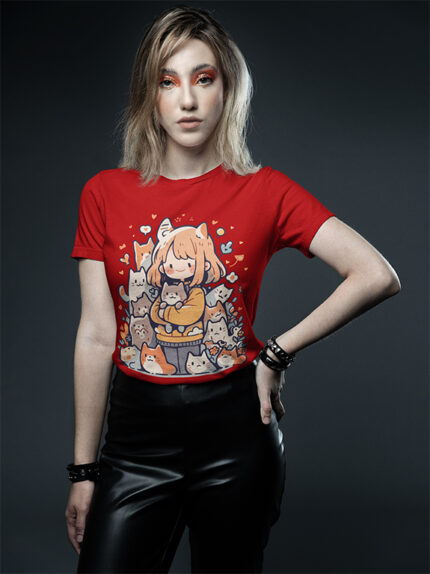 Cute Kitty Round Neck Female TEE | WTEE-297