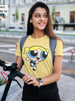 Bubbles Powerpuff Girl Cartoon Graphic Ladies T-shirt - WTEE-299 - Image 4