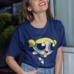 Bubbles Powerpuff Girl Cartoon Graphic Ladies T-shirt - WTEE-299