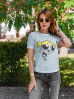 Bubbles Powerpuff Girl Cartoon Graphic Ladies T-shirt - WTEE-299 - Image 2