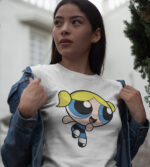 Bubbles Powerpuff Girl Cartoon Graphic Ladies T-shirt - WTEE-299 - Image 8