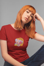 Blossom Cartoon Graphic Round Neck Female T-shirt | WTEE-328