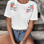 Floral Print Ladies Short sleeve T-shirt - WTEE-334