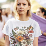 Floral Crew Neck Ladies T-shirt - WTEE-335