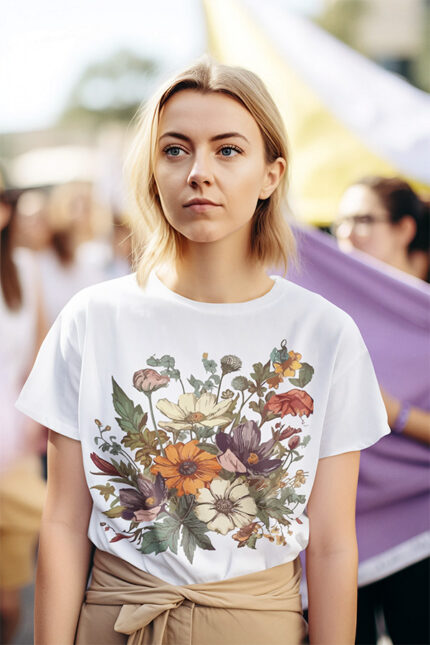 Floral Crew Neck Ladies T-shirt - WTEE-335