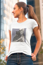 Skeleton Holding Cat Ladies T-shirt - WTEE-357 - Image 2