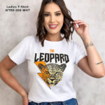 Leopard Graphical Printed Ladies Crew neck T-shirt | WTEE-091