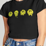 Melting Emotion Emoji Printed Short Sleeve Crop Top | CROP-015