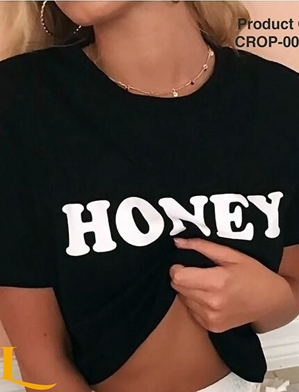 HONEY Letter Graphic Ladies Crop Top | CROP-008