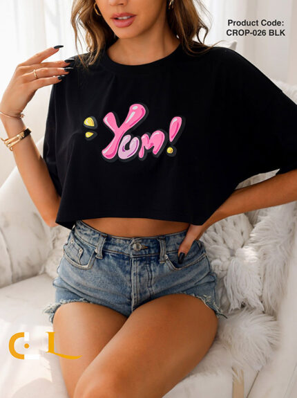 Ladies Fall Letter Graphic Croped Top | CROP-026