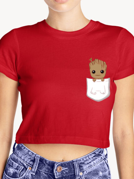 Baby Groot Graphic Crew Neck Crop Top | CROP-101