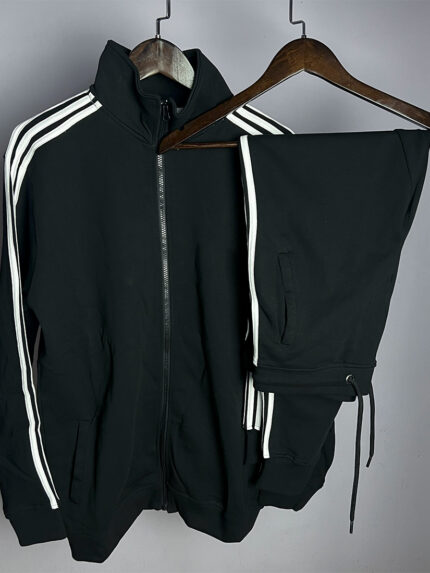 3 Stripe Classic Tracksuit Set -  Track jacket and Track Pant | Black Color